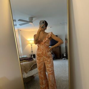 Floral Orange Jumpsuit